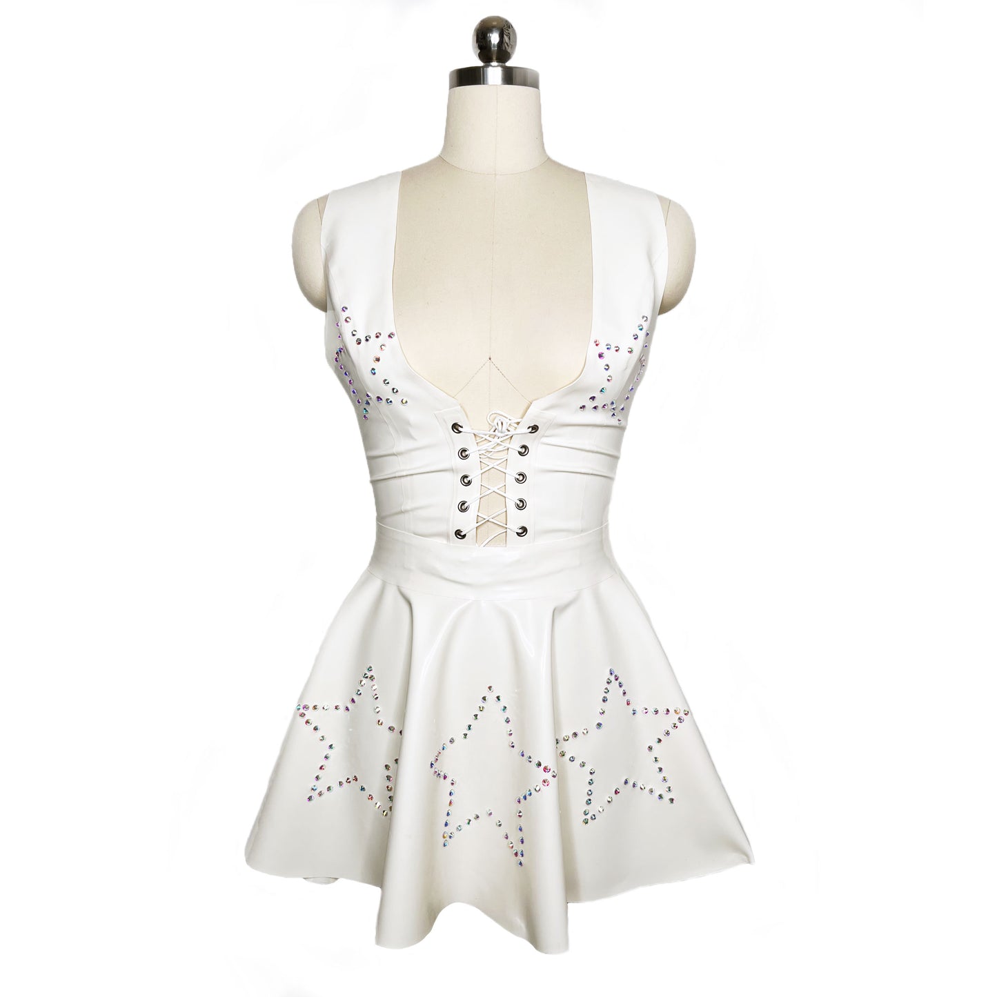 Rhinestone Star Lace Up Top and Circle Skirt