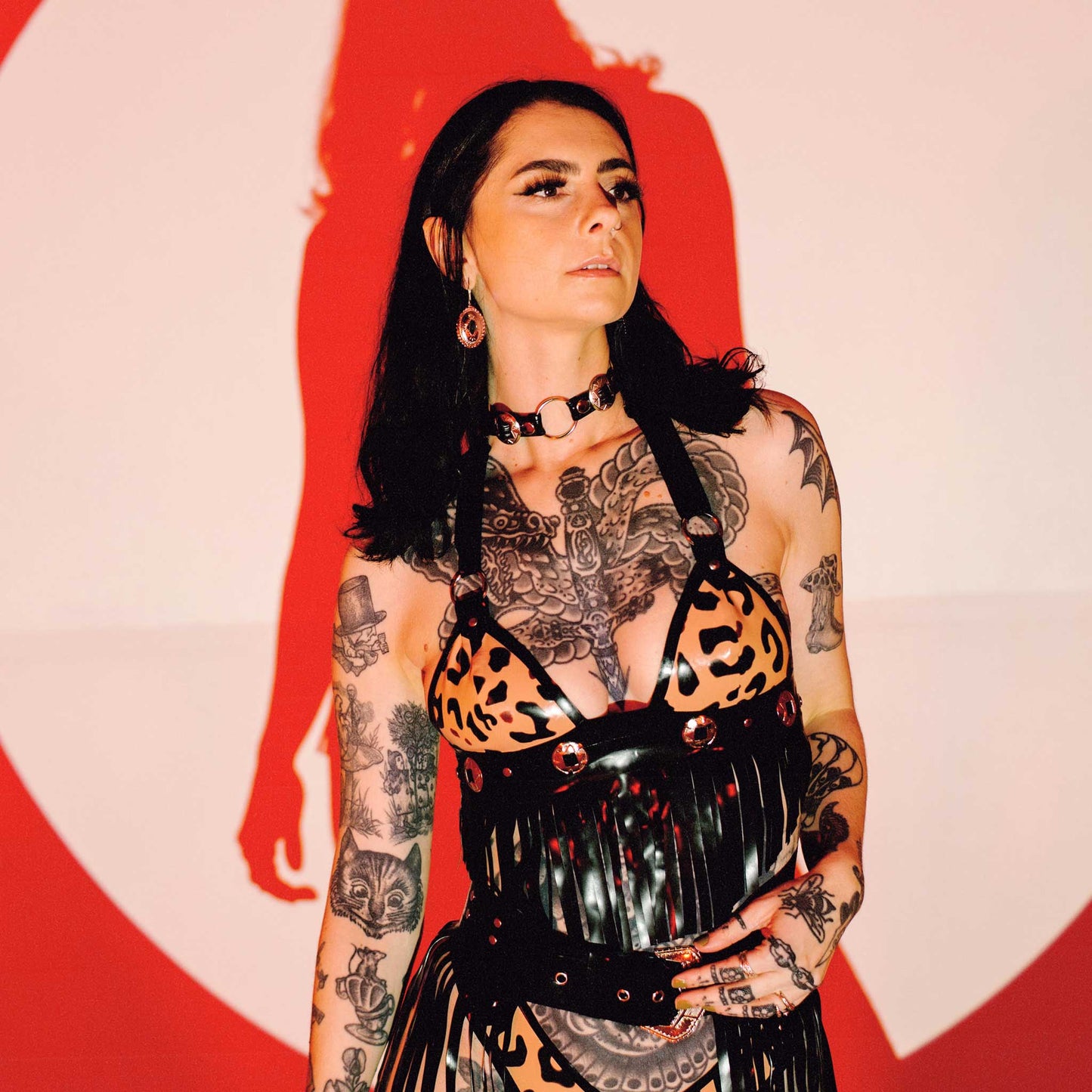 Leopard Print Latex Fringe and Concho Bra (Made to Order)