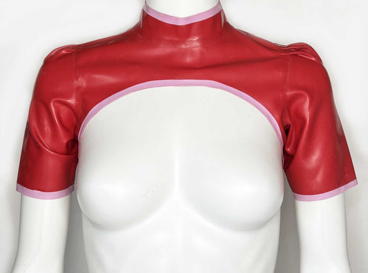 Red Bolero with Lilac Trim - Size Small