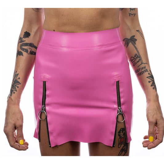 Double Zipper Skirt - Bubblegum Pink, Waist 26"