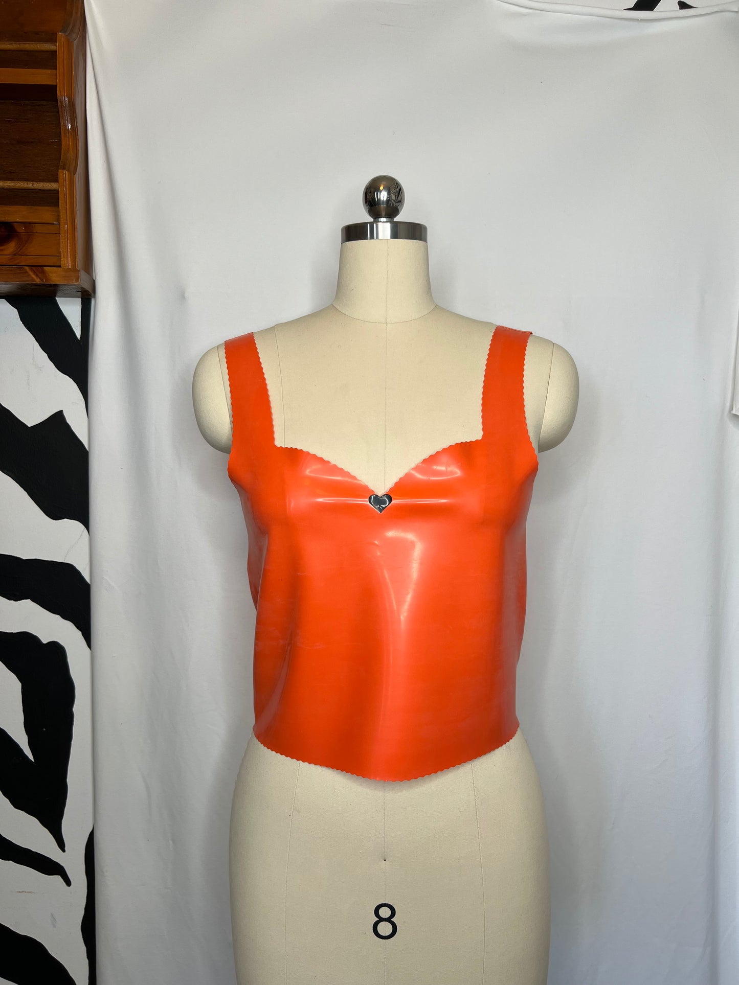 Orange Latex with Black Heart Top - READY TO SHIP