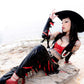 Latex Horseshoe & Heart Applique Vest, Crop Top, Thong, Fringe Gloves and Flared Chaps Set