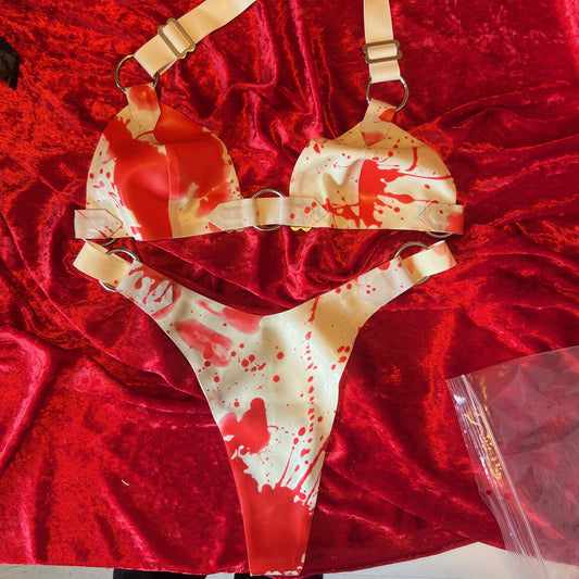 Bloody Spill O-Ring Bra & Thong Set