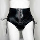 High Rise Side Lace-Up Latex Hotpants