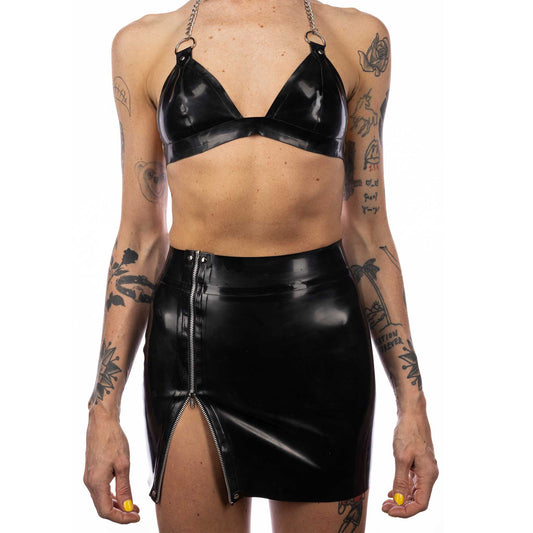 Black Latex Zipper Skirt