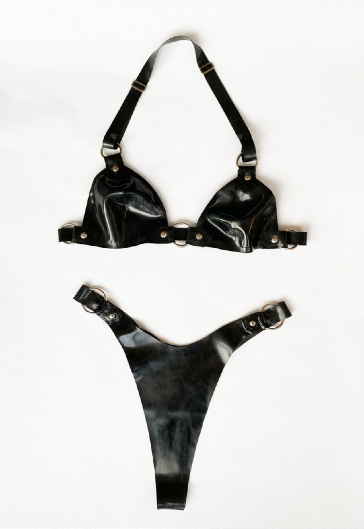 Latex O Ring Bra and Thong Set